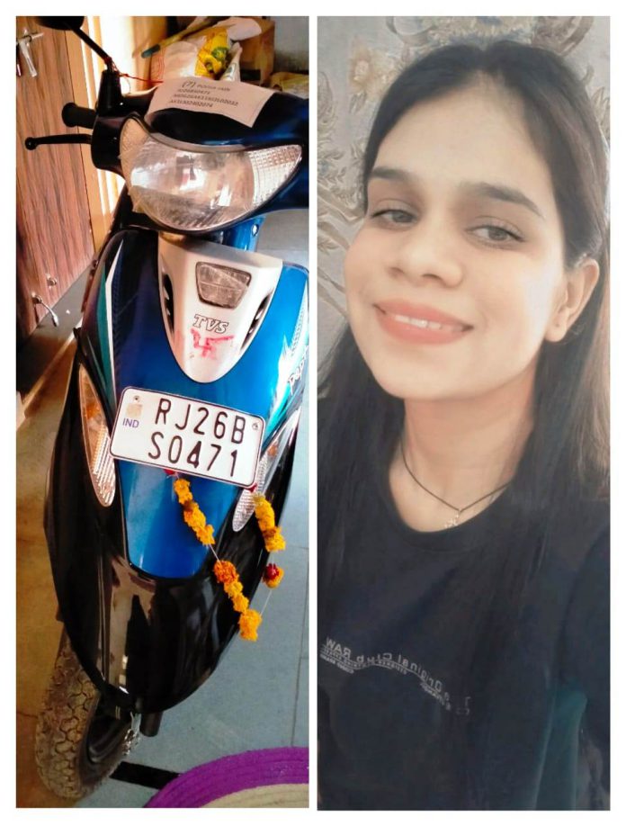 Chandsen's girl got scooty for getting excellent marks in Arts Faculty